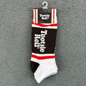 Tootsie Roll 2 Pack Ankle Socks Mens Shoe Size 6-12 Brown White Red NEW‎